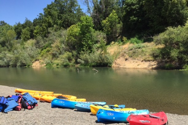 a raft next to a body of water